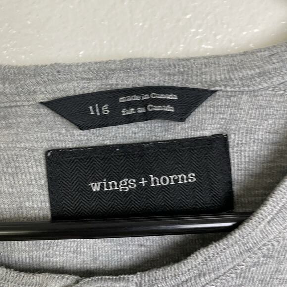 Wings and Horns Shirt Large Gray Mens Short Sleeve Button Up Casual Canada - Picture 6 of 9